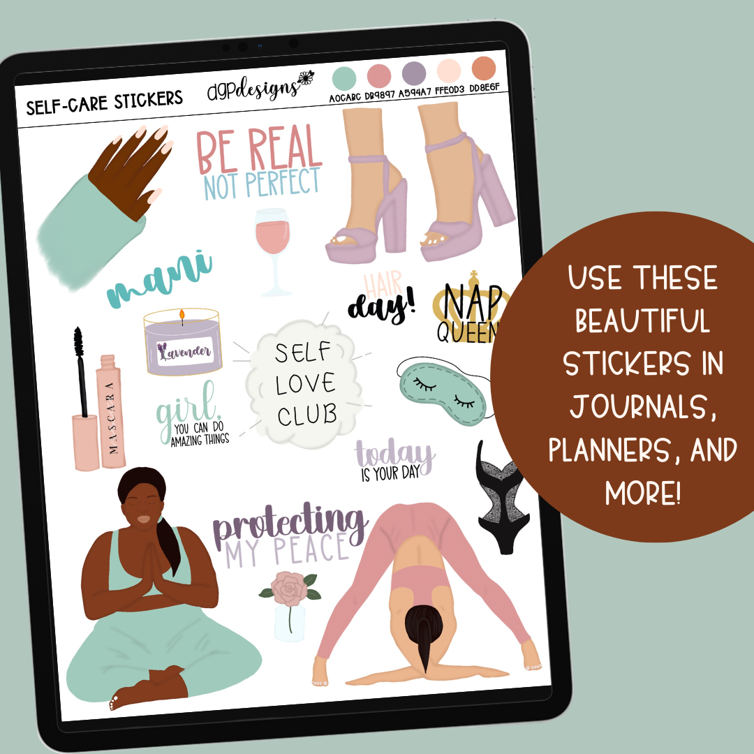 Self-Care Digital Stickers