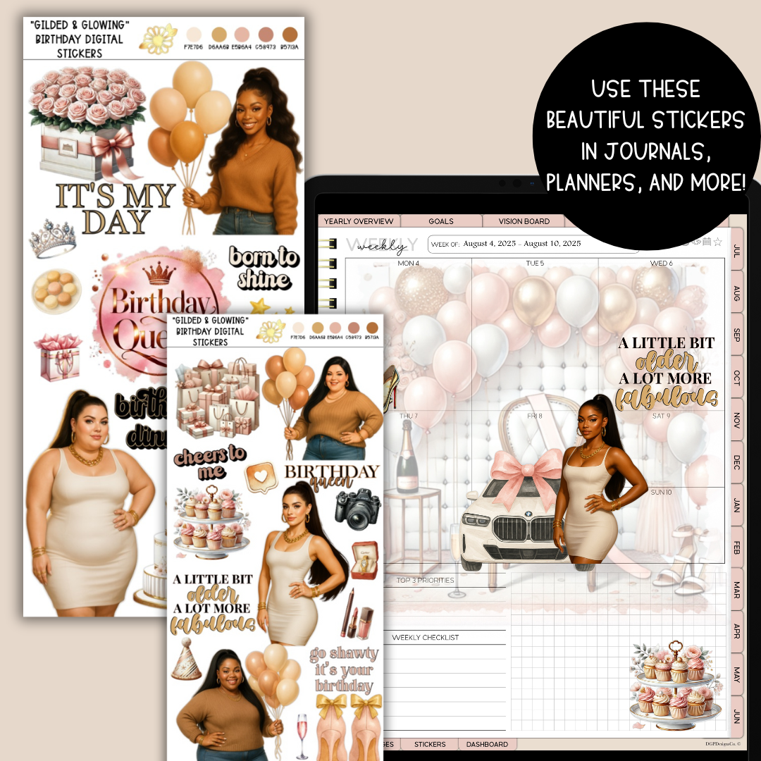 GILDED & GLOWING BIRTHDAY STICKERS