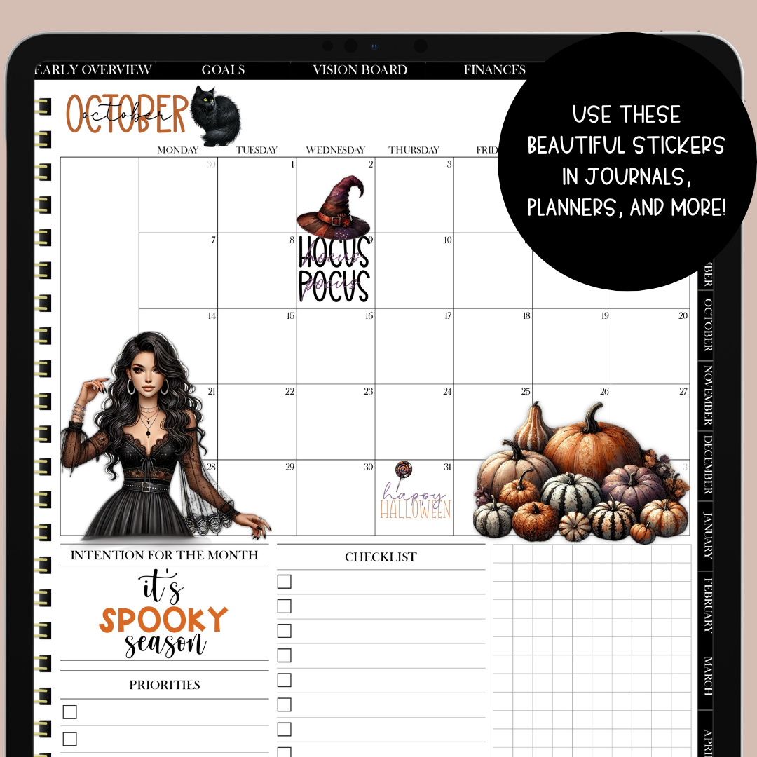 Double Double Toil & Trouble Halloween Digital Stickers