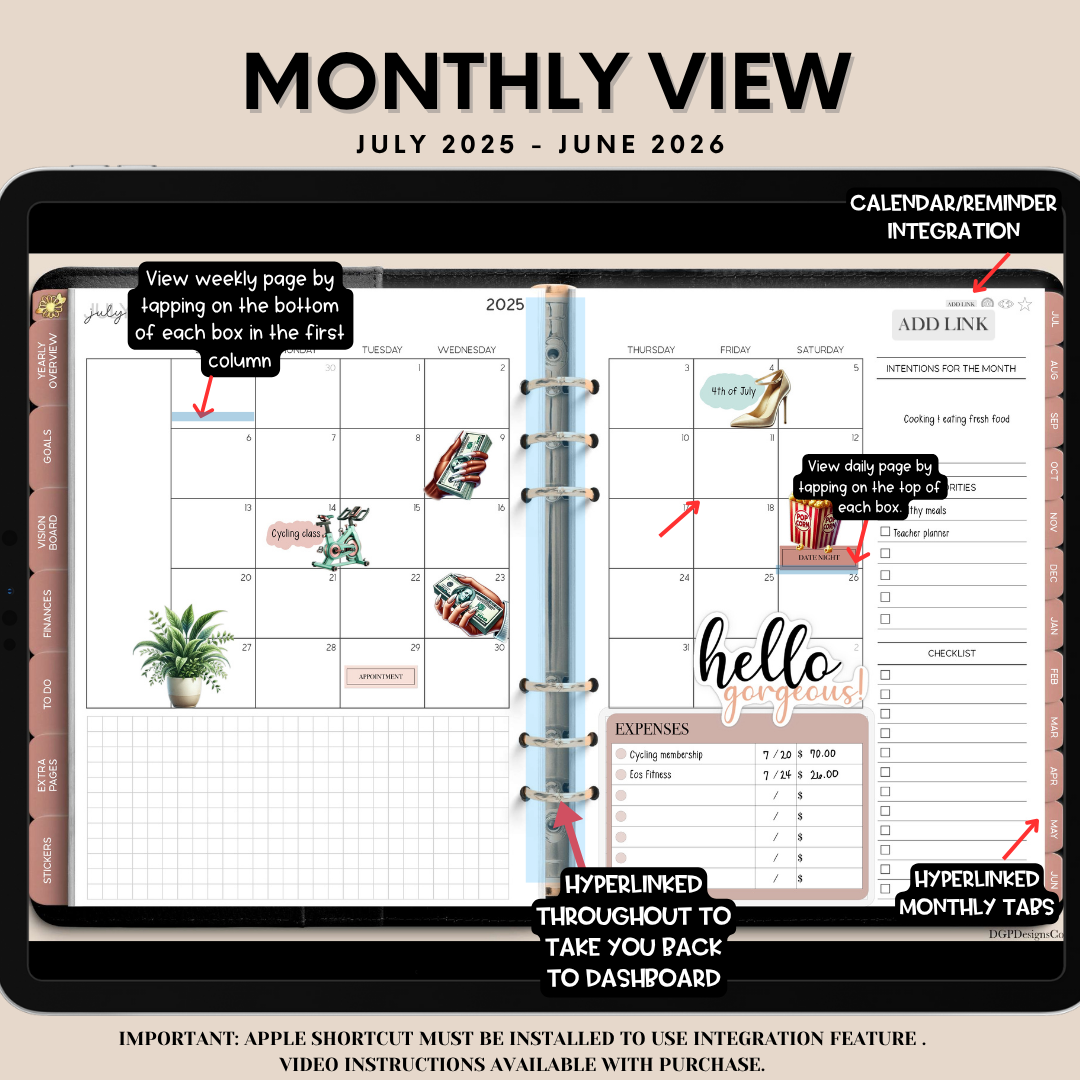 2025-2026 Midyear Overcomer Landscape Digital Planner - Box & Classic Layout Included
