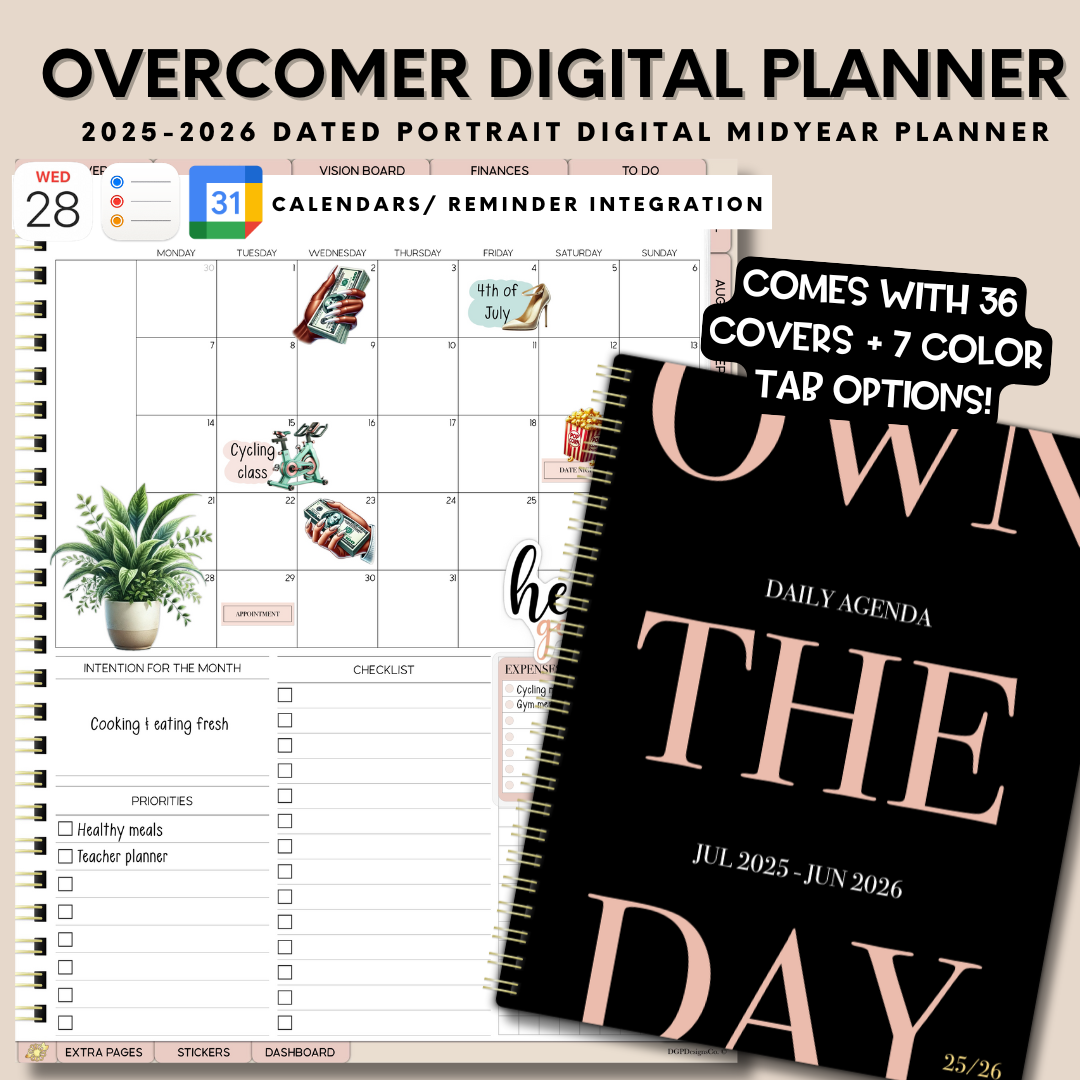 2025-2026 Midyear Overcomer Portrait Planner - Classic & Box Layout included