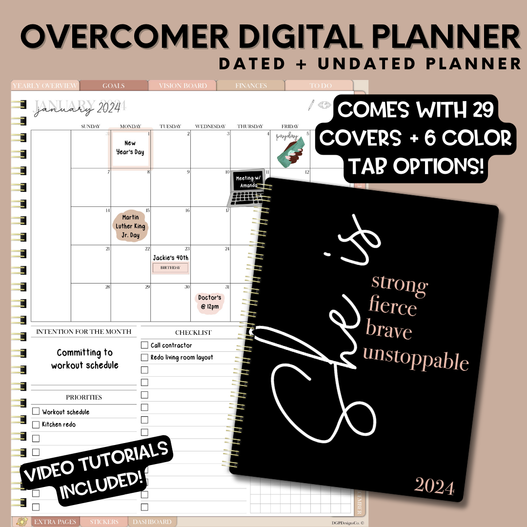 2024 The Overcomer Digital Planner - Spiral Portrait – DGPDesignsCo.