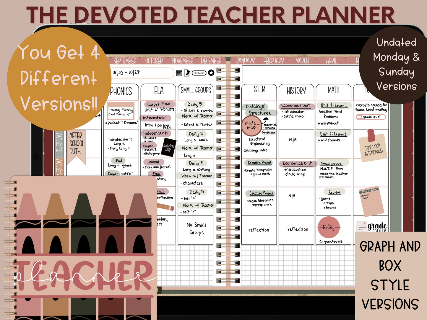 Teacher planner, digital teacher planner, lesson plan template, planner for teacher, teacher digital planner, academic planner