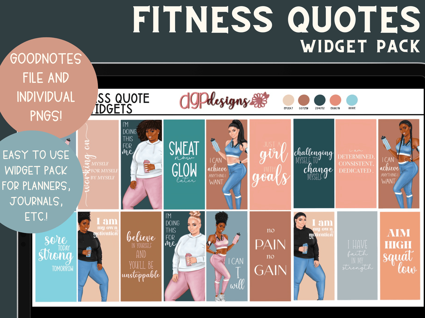 workout stickers, fitness digital stickers, exercise stickers
