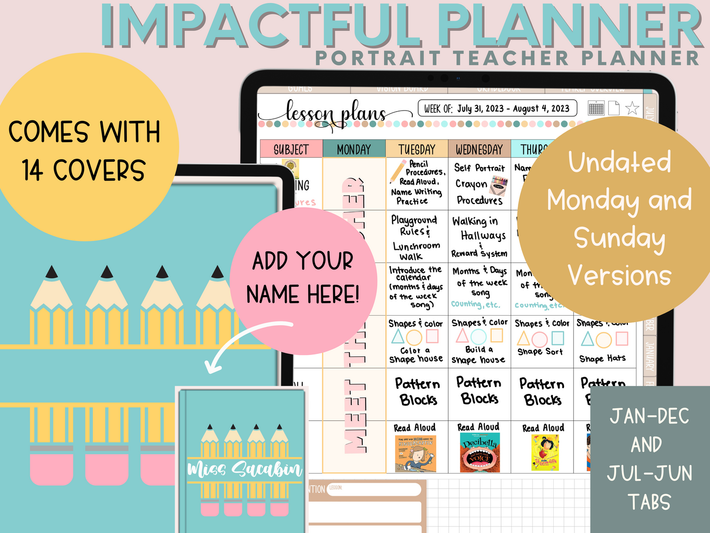 Teacher planner, digital teacher planner, lesson plan template, planner for teacher, teacher digital planner, academic planner