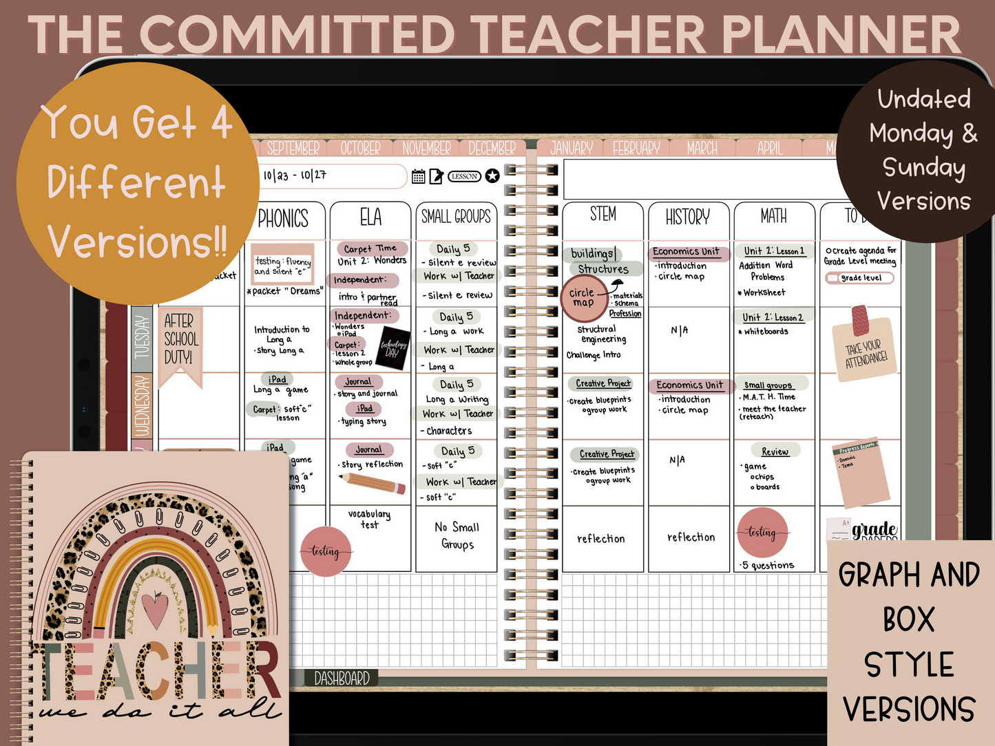 Teacher planner, digital teacher planner, lesson plan template, planner for teacher, teacher digital planner, academic planner