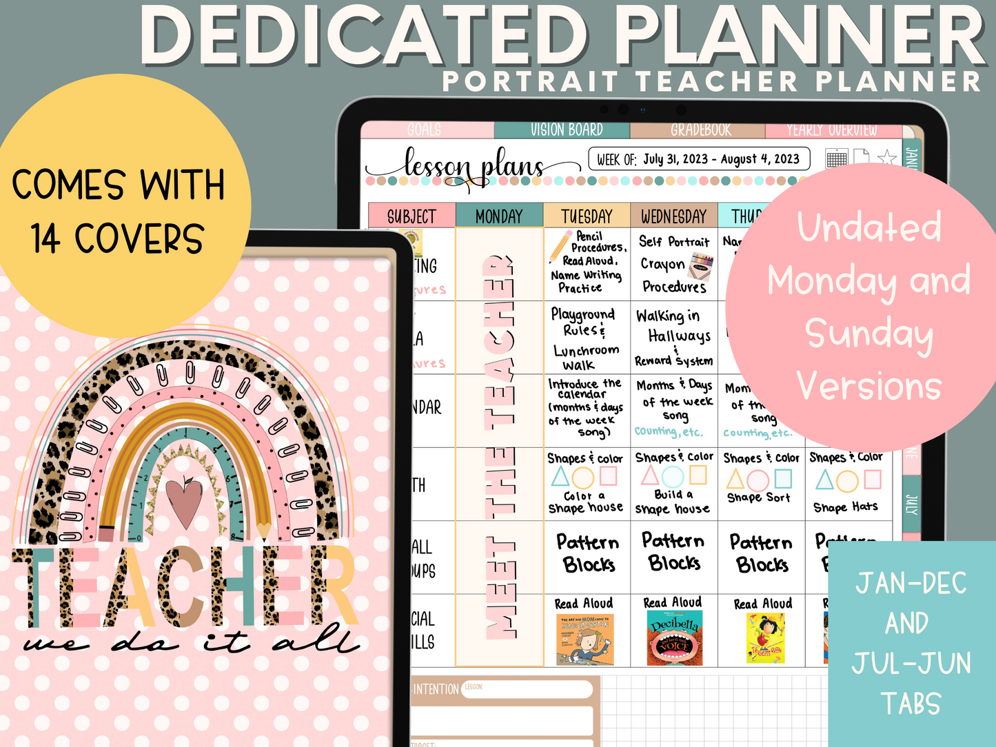 Teacher planner, digital teacher planner, lesson plan template, planner for teacher, teacher digital planner, academic planner