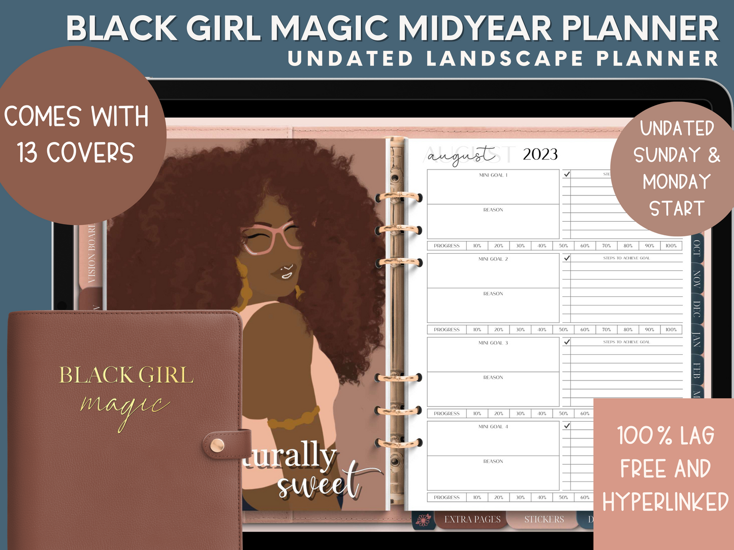 Black girl digital planner, African American planners, African American digital planner, black girls planner, goodnotes planner