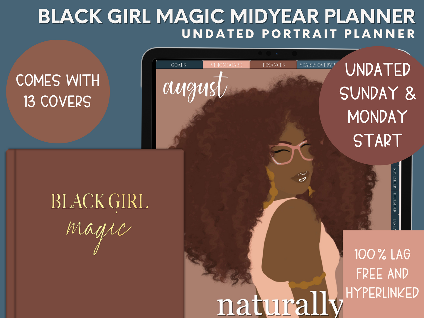 Black girl digital planner, African American planners, African American digital planner, black girls planner, goodnotes planner