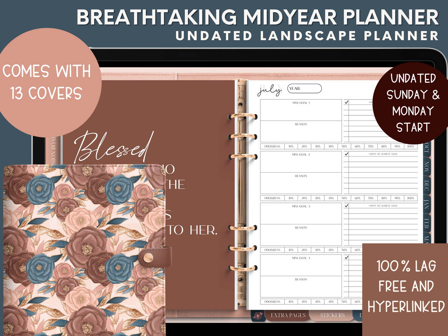 midyear digital planner, dated midyear digital planner, midyear diary, midyear journal, goodnotes planner, midyear ipad planner