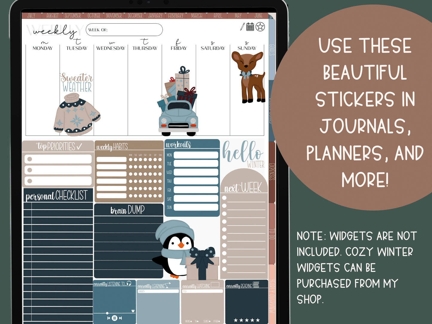 Cozy Winter Holiday Digital Stickers