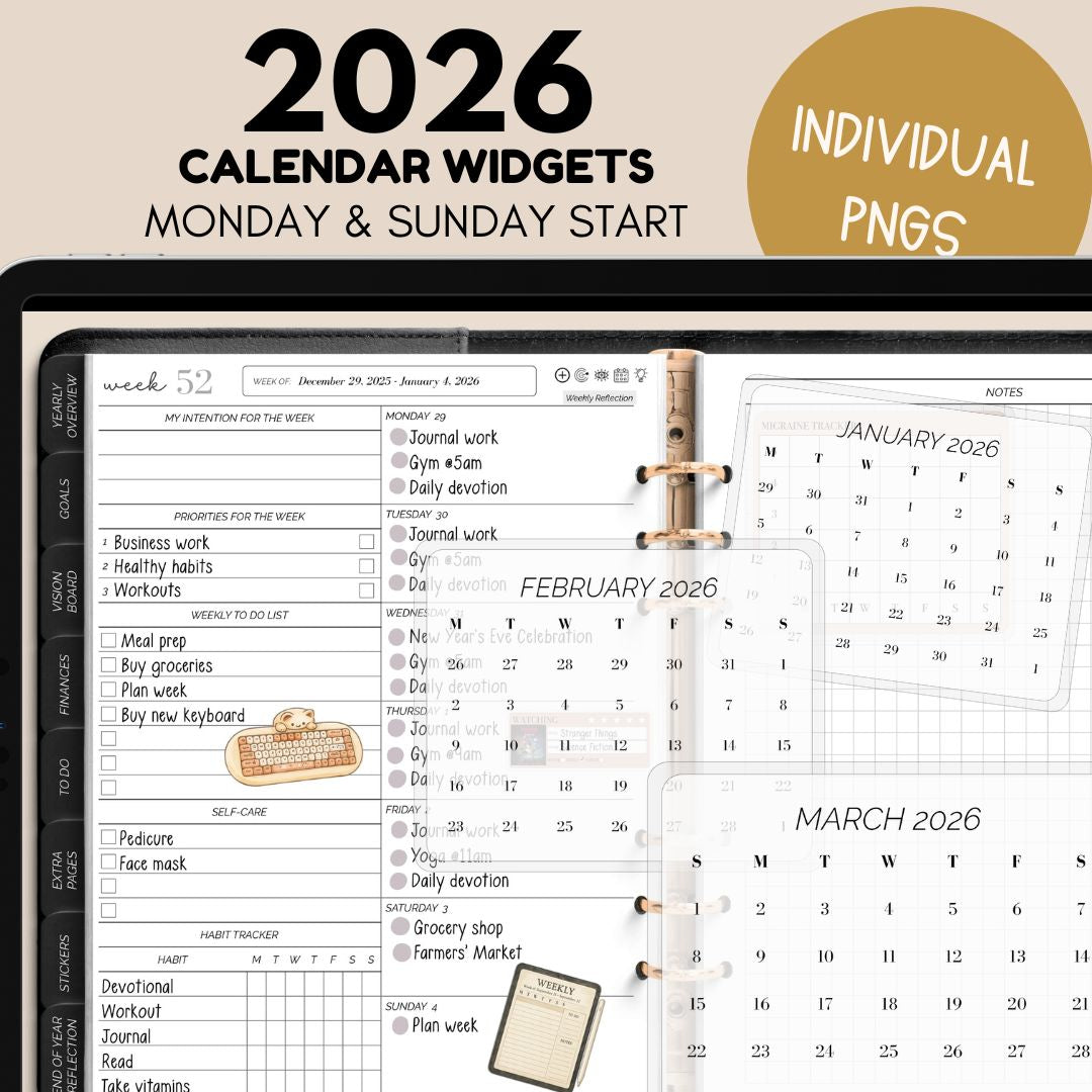 Transparent Dated Calendar Widgets