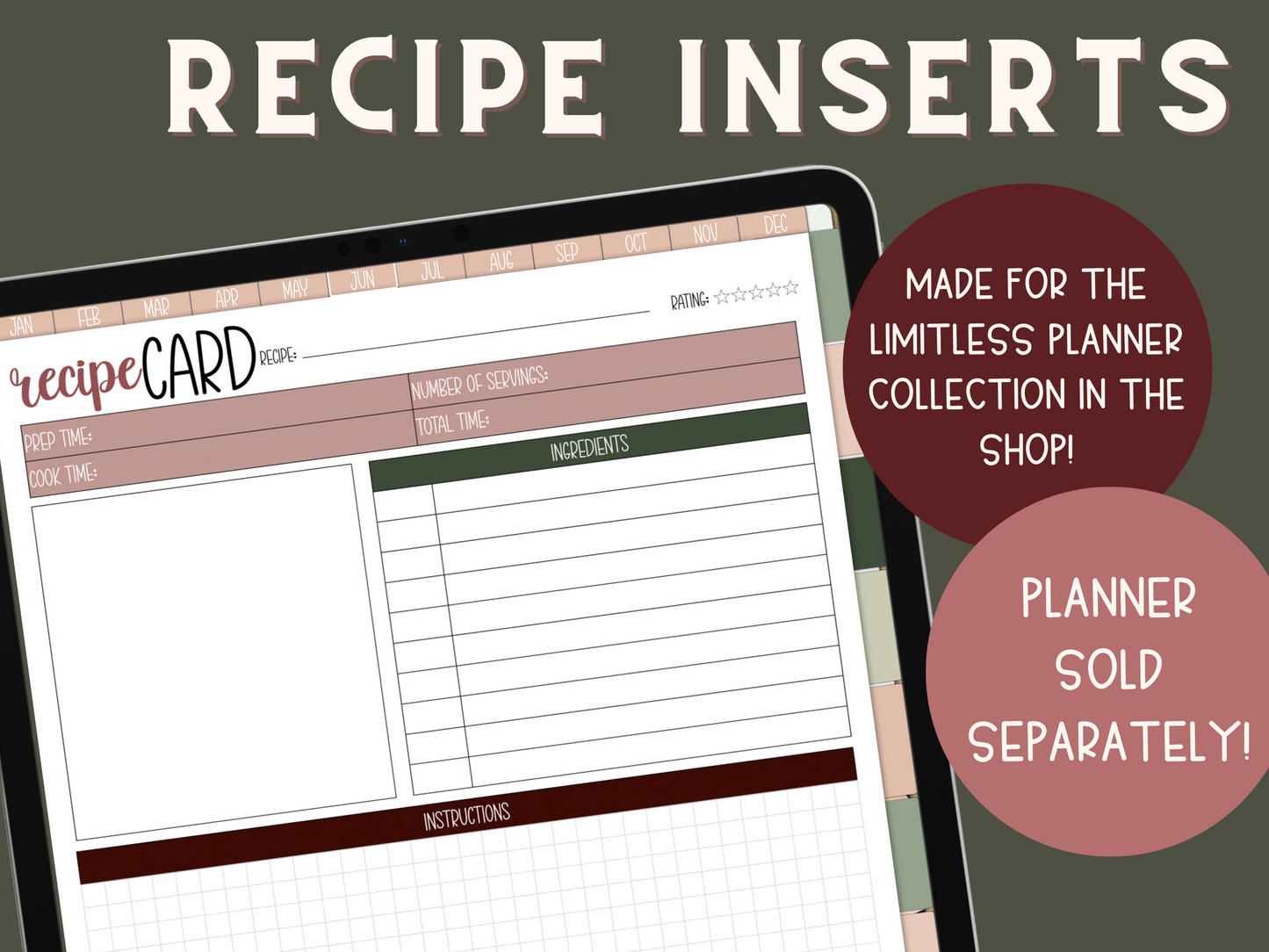 RECIPE INSERTS