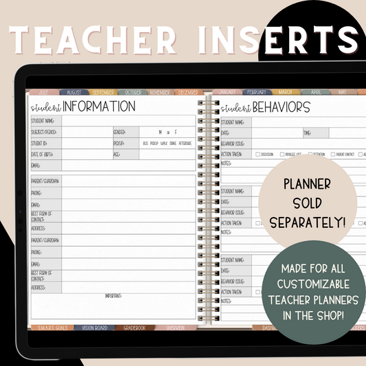 teacher planner, planner refills, teacher templates, digital teacher planner, teacher refills, a5 planner, printable teacher planner