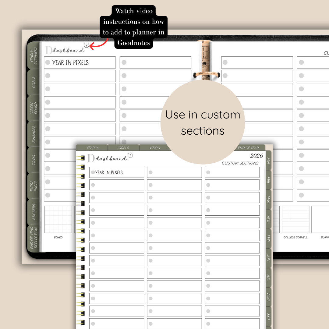Year in Pixels Planner Inserts | Digital & Printable Tracker