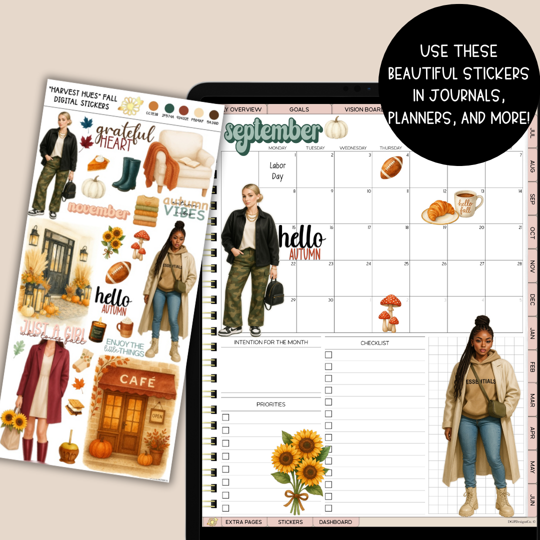 "HARVEST HUES" Fall Digital Stickers