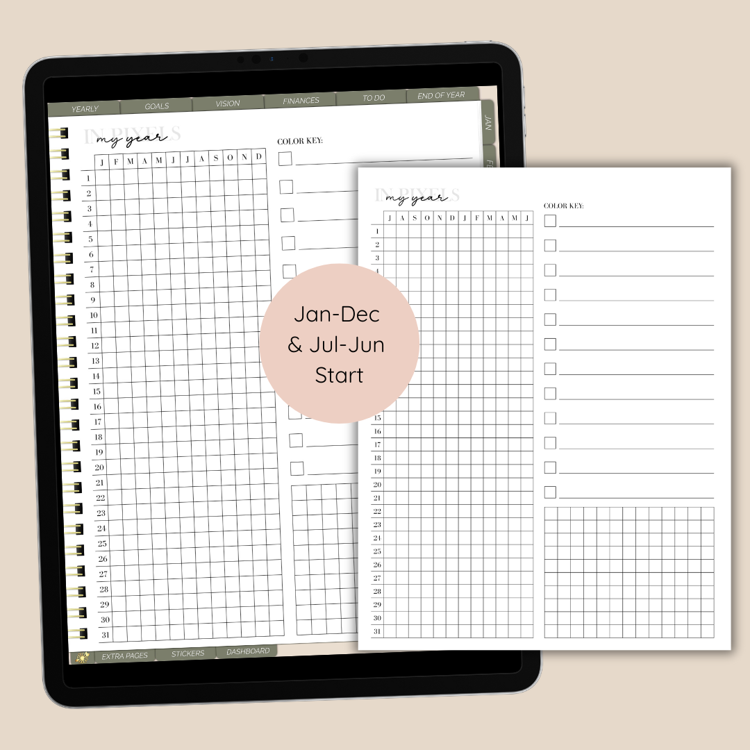 Year in Pixels Planner Inserts | Digital & Printable Tracker