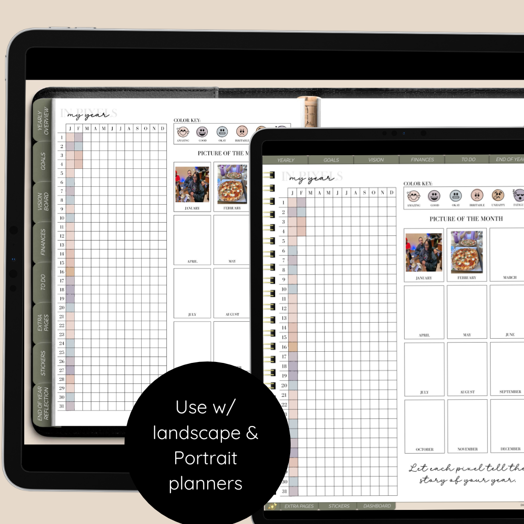Year in Pixels Planner Inserts | Digital & Printable Tracker