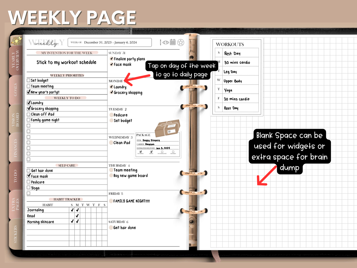 2024 "The Overcomer" Landscape Digital Planner - She is Strong, Fierce, Brave, Unstoppable