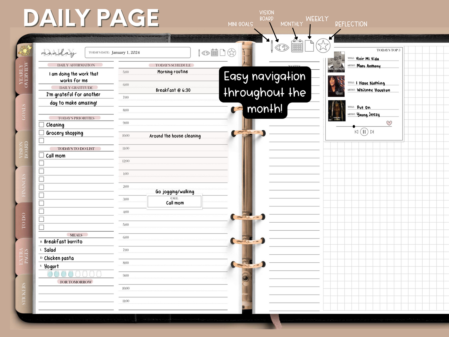 2024 "The Overcomer" Landscape Digital Planner - She is Strong, Fierce, Brave, Unstoppable