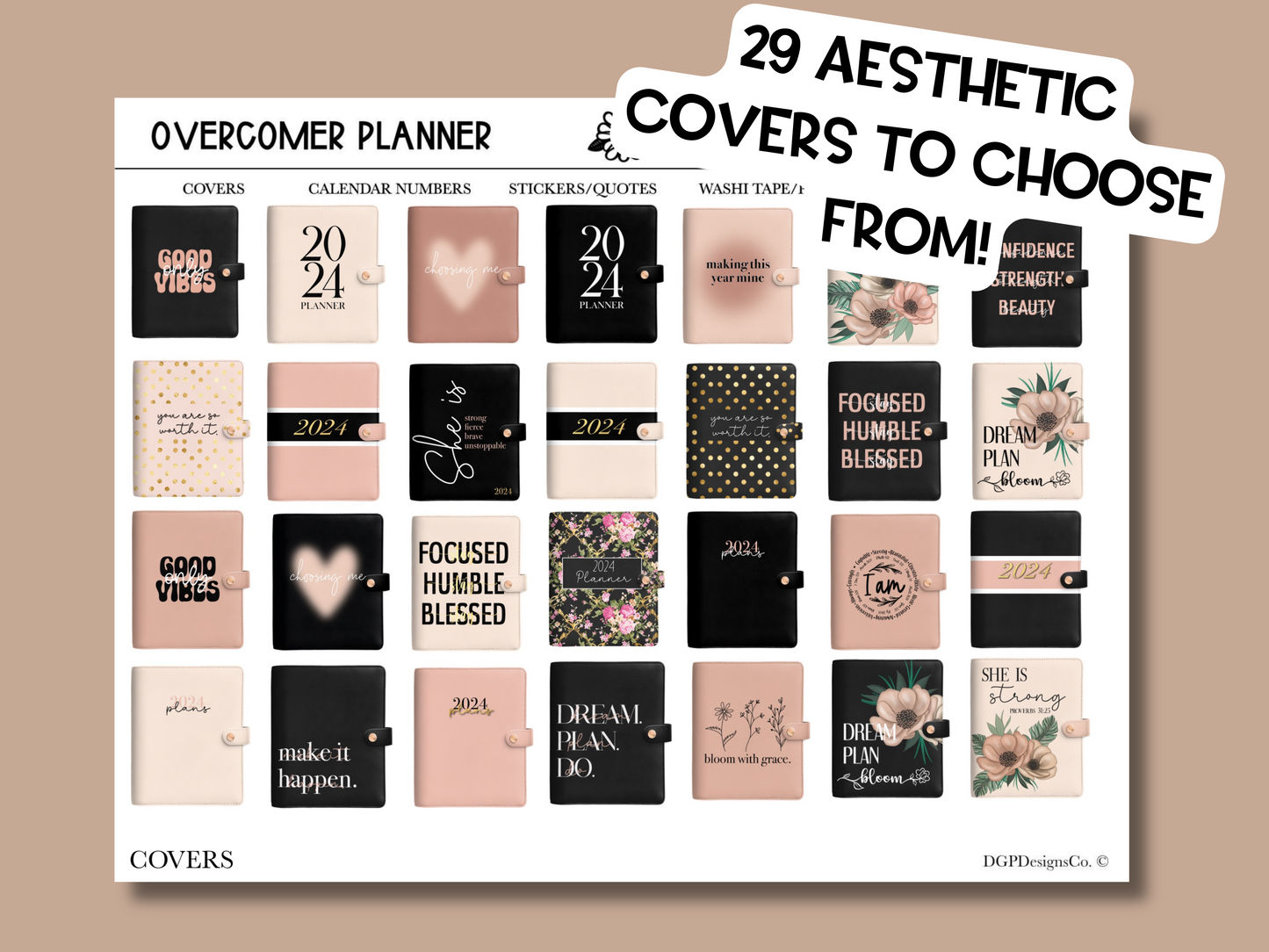 2024 "The Overcomer" Landscape Digital Planner - She is Strong, Fierce, Brave, Unstoppable