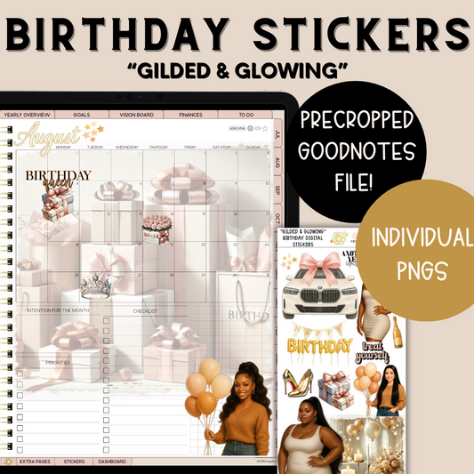 GILDED & GLOWING BIRTHDAY STICKERS