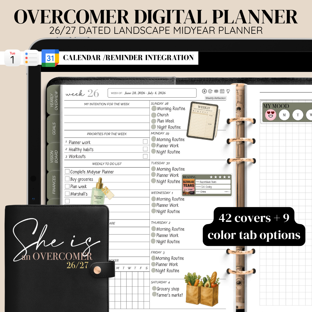 26/27 Midyear Overcomer Landscape Digital Planner - Box & Classic Layout Included