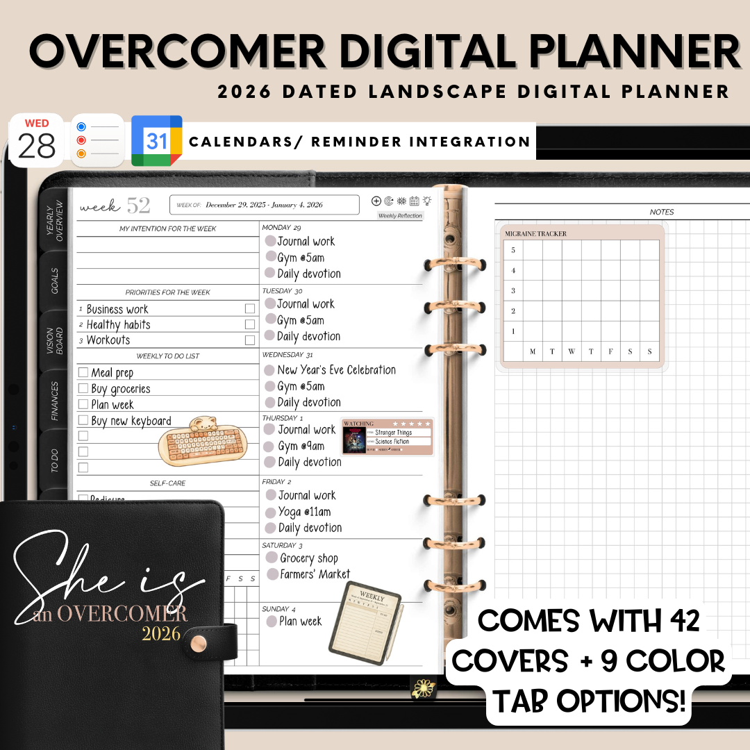 2026 Overcomer Landscape Digital Planner - Box & Classic Layout Included