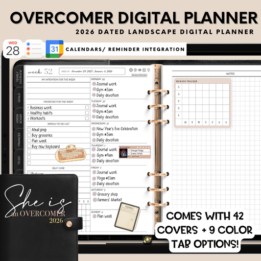 2026 Overcomer Landscape Digital Planner - Box & Classic Layout Included