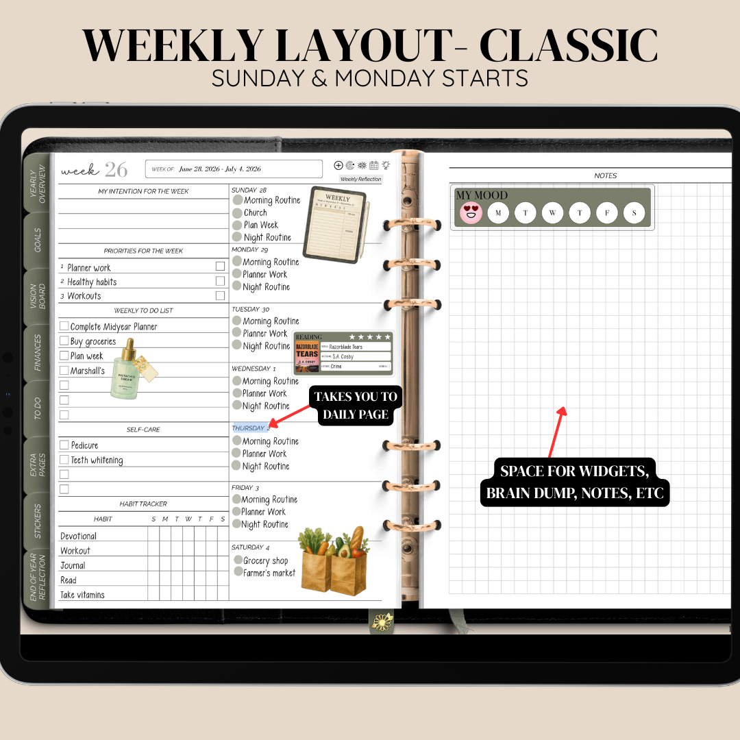 26/27 Midyear Overcomer Landscape Digital Planner - Box & Classic Layout Included