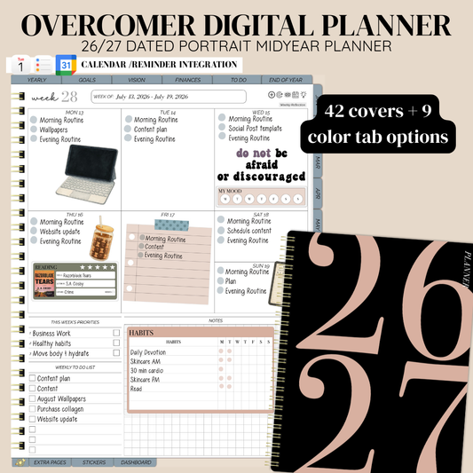26/27 Midyear Overcomer Portrait Digital Planner - Box and Classic Layout Included