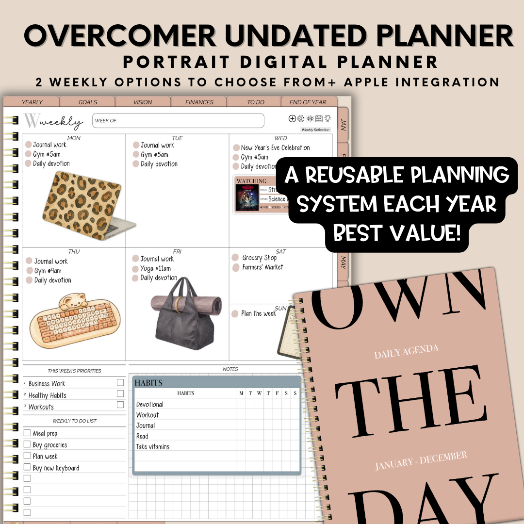 Overcomer Photo Frame UNDATED - Portrait Overcomer Digital Planner – DGPDesignsCo.