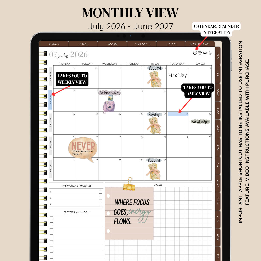 26/27 Midyear Overcomer Portrait Digital Planner - Box and Classic Layout Included