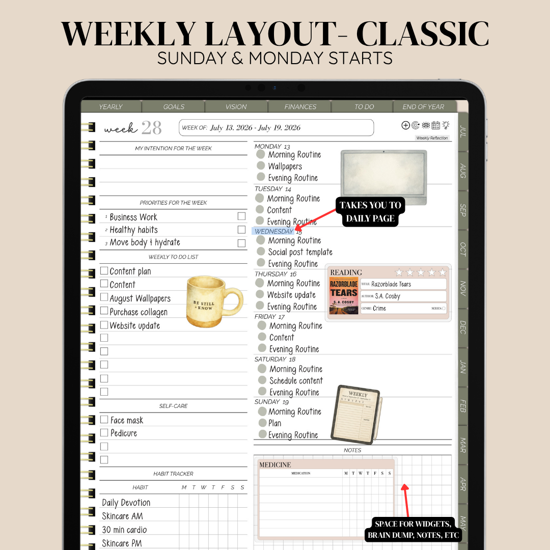 26/27 Midyear Overcomer Portrait Digital Planner - Box and Classic Layout Included