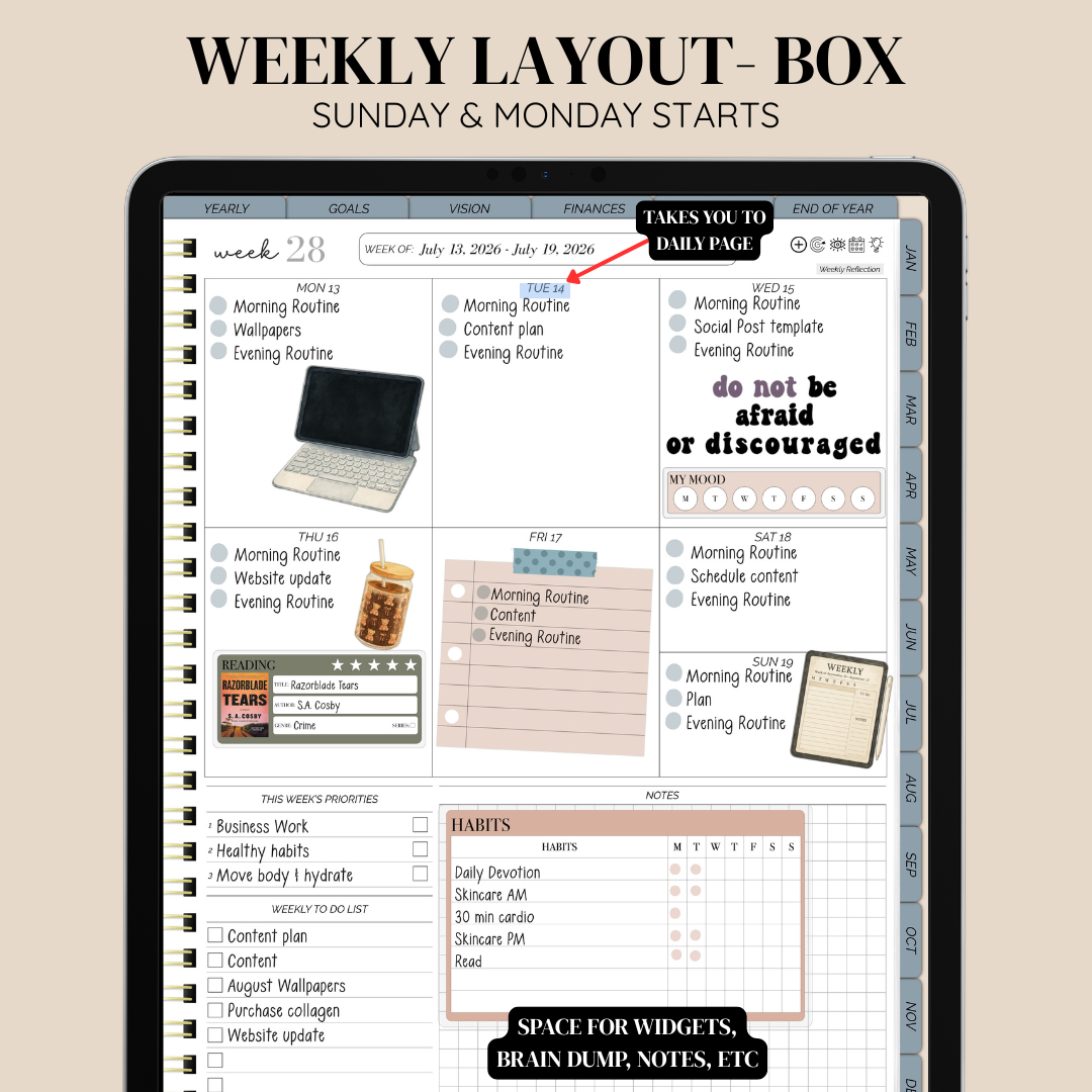 26/27 Midyear Overcomer Portrait Digital Planner - Box and Classic Layout Included