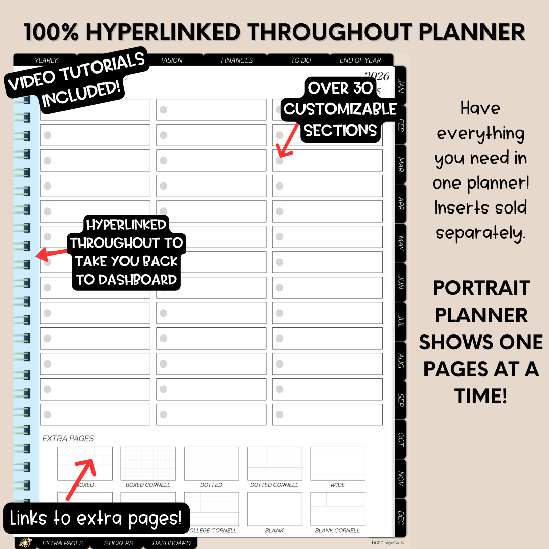 2026 Overcomer Portrait Digital Planner - Box and Classic Layout Included