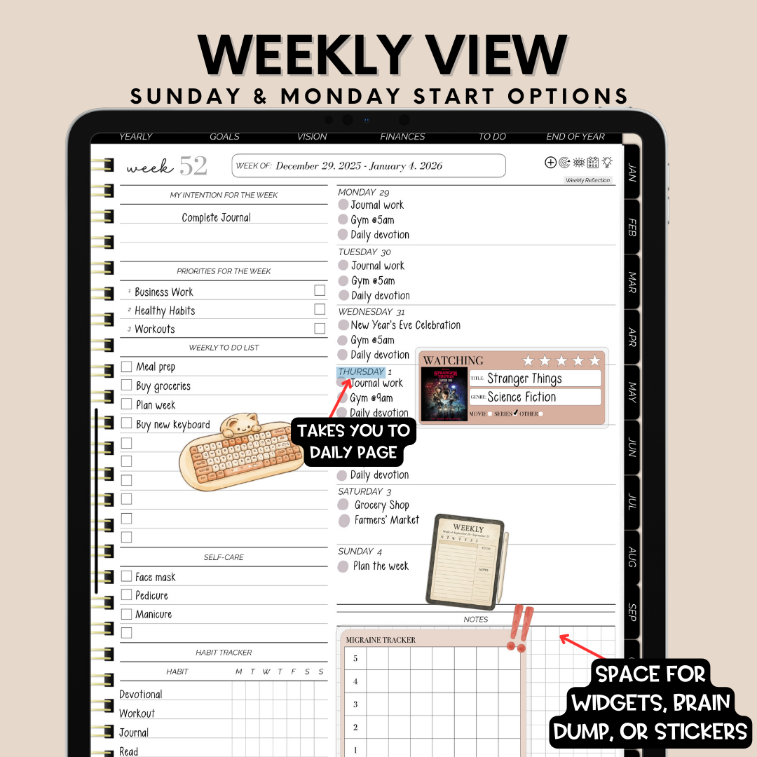 2026 Overcomer Portrait Digital Planner - Box and Classic Layout Included