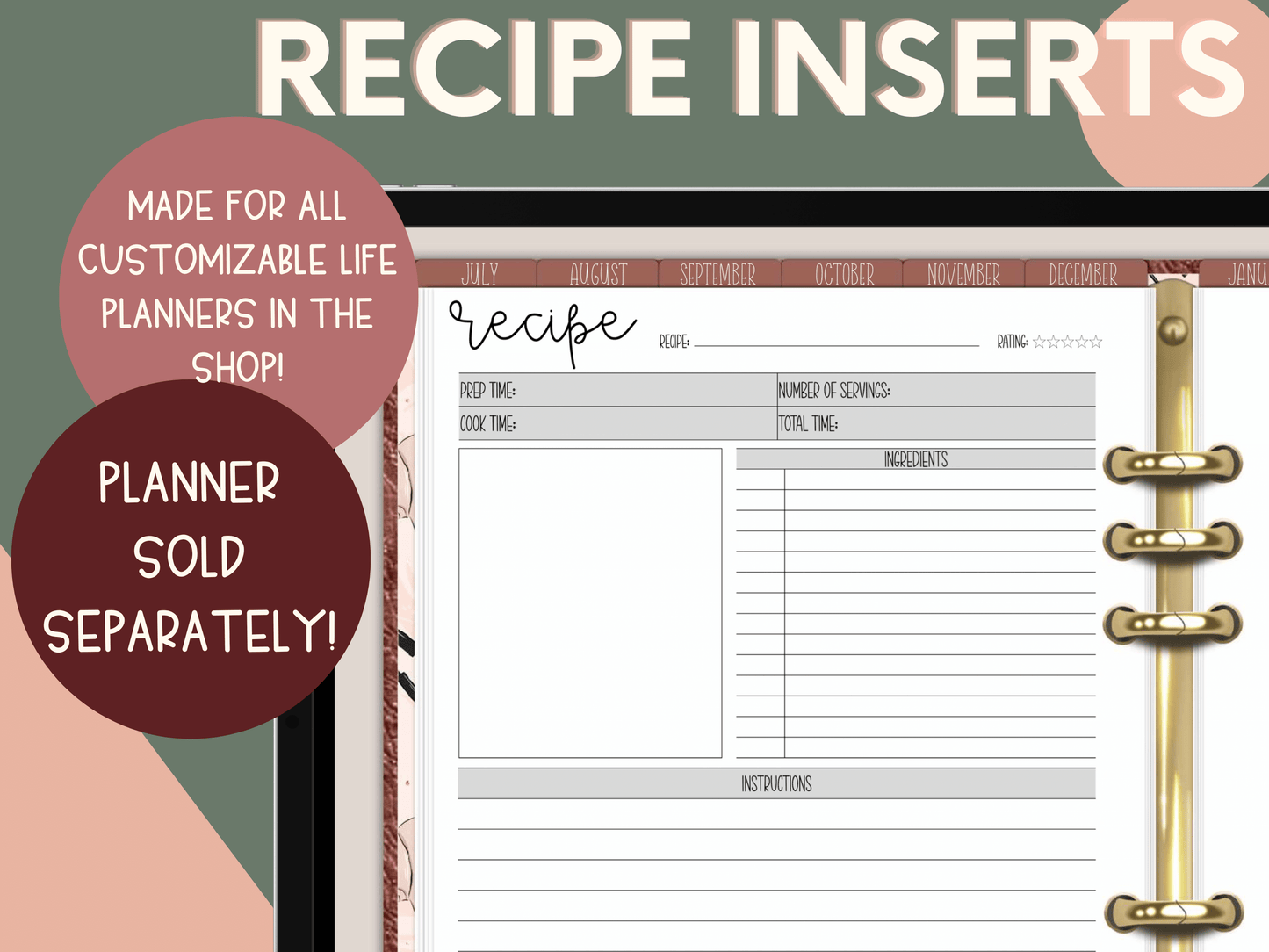 RECIPE INSERTS