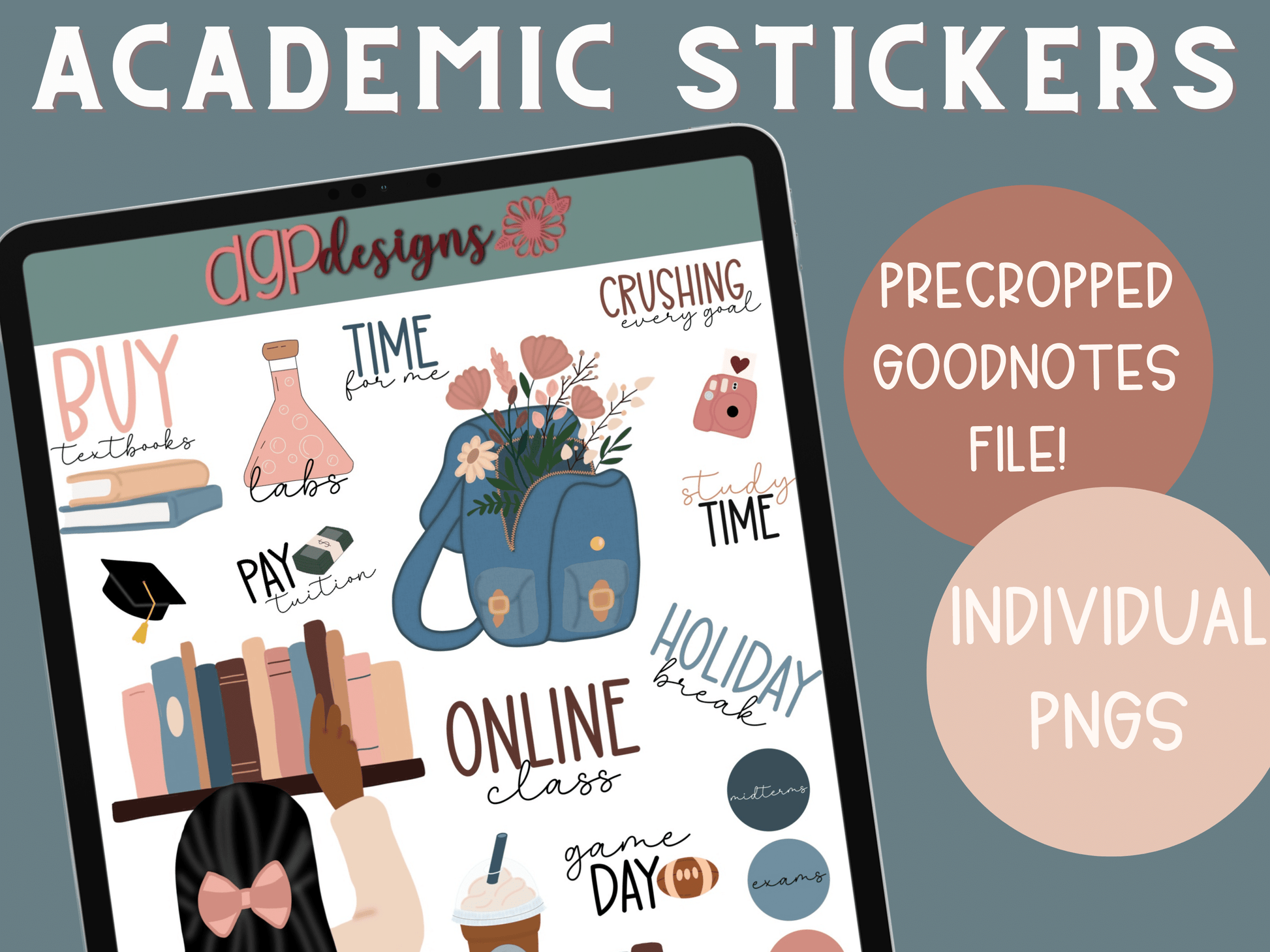 student digital stickers, goodnotes stickers, digital stickers for students